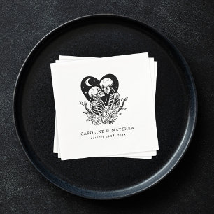 Servilleta De Papel Amantes Hasta la Muerte Esqueletos y Rosas Boda