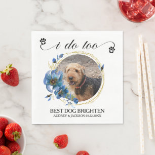 Servilleta De Papel Amapola Azul Floral Mascota Foto Bodas Cocktail