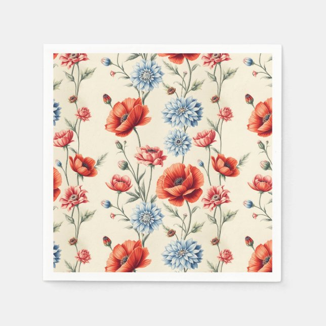 Servilleta De Papel Amapola y dalia de campo francés  (Anverso)