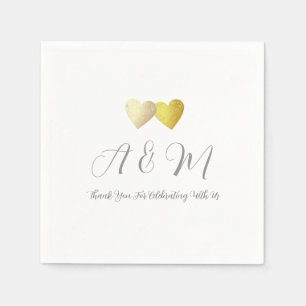 Servilleta De Papel Amar a la Boda Napkin. Falsos corazones de oro