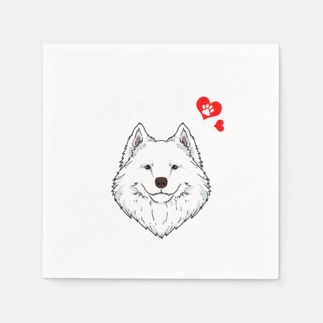 Servilleta De Papel Amar al propietario de un perro Samoyed Paw Heart  (Anverso)