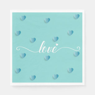 Servilleta De Papel Amar el corazón de la caligrafía cian