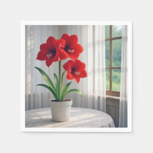 Servilleta De Papel Amarilis Roja en Flor