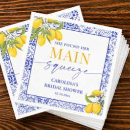 Servilleta De Papel Amarillo Azul Ducha de Novia Main Squeeze Limón