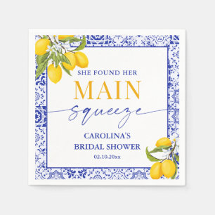 Servilleta De Papel Amarillo Azul Ducha de Novia Main Squeeze Limón