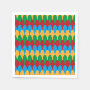 Servilleta De Papel Amarillo Azul Verde y Rojo Geométrico Veneras