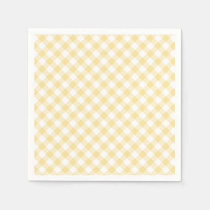 Servilleta De Papel Amarillo Canario de Gingham Retro