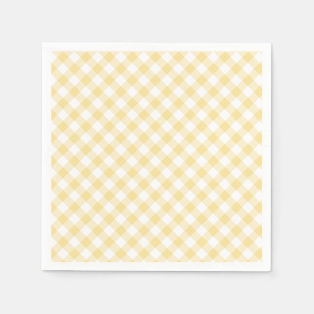 Servilleta De Papel Amarillo Canario de Gingham Retro (Anverso)