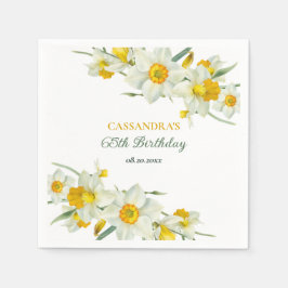 Servilleta De Papel Amarillo Daffodil Rustic Floral Cumpleaños