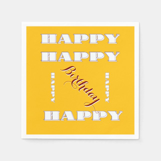 Servilleta De Papel Amarillo de cumpleaños feliz (Anverso)