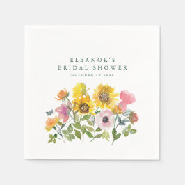 Servilleta De Papel Amarillo de Girasol Aquarela Regalo Personalizado