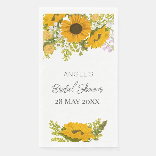 Servilleta De Papel Amarillo de los girasoles modernos Bouquet Bridal  (Anverso)