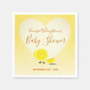 Servilleta De Papel Amarillo del corazón de Baby Shower del limón y 