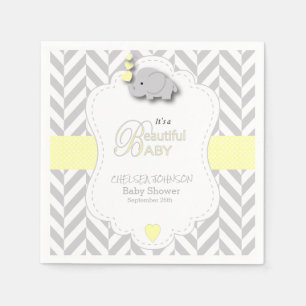 Servilleta De Papel Amarillo, elefante gris blanco Baby Shower