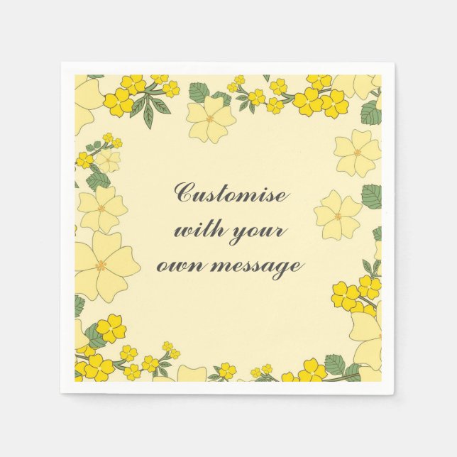 Servilleta De Papel Amarillo Floral Personalizado Primavera (Anverso)