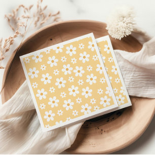 Servilleta De Papel Amarillo Groovy Daisy retro