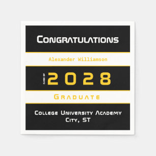 Servilleta De Papel Amarillo Negro Blanco Felicitaciones Graduación