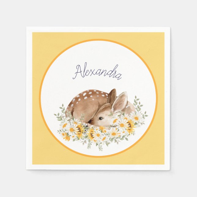 Servilleta De Papel Amarillo Nuestro Pequeño Querido Venado, Sunflower (Anverso)