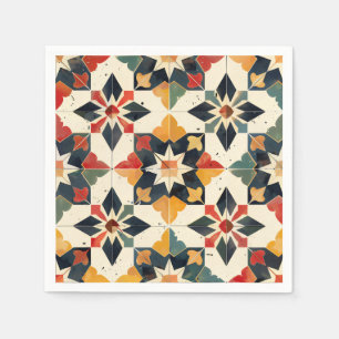 Servilleta De Papel Amarillo rojo Zellij marroquí y verde