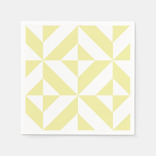 Servilleta De Papel Amarillo Suave Arte Deco Geométrico (Anverso)