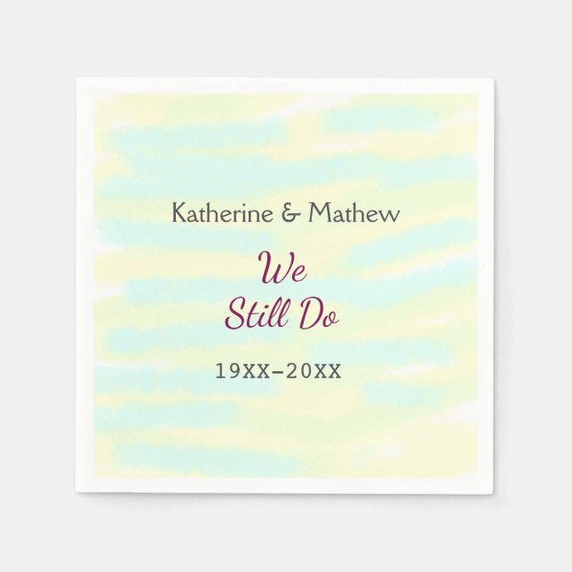 Servilleta De Papel Amarillo verde Votos aniversario de renovación de  (Anverso)