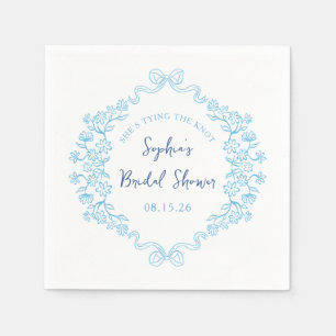 Servilleta De Papel "Amarra el nudo" Algo Azul Bow Ducha Bridal