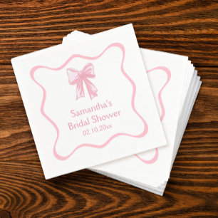 Servilleta De Papel Amarramiento rosado del nudo Bridal Shower Bow