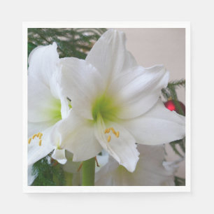 Servilleta De Papel Amaryllis blanco y árbol de Navidad