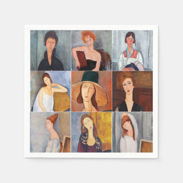 Servilleta De Papel Amedeo Modigliani - Collage de obras maestras (Anverso)