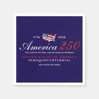 Servilleta De Papel America 250 Land of Free Home Brave Patriotic Blue