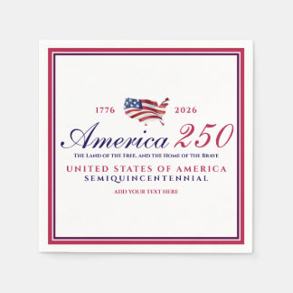Servilleta De Papel America 250 Land of Free Home Brave Red Patriotic