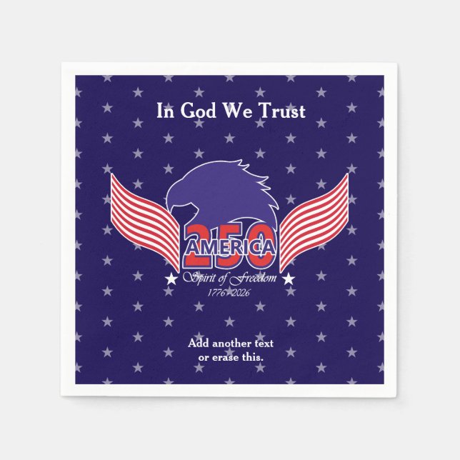 Servilleta De Papel America 250th-Spirit of Freedom-Blue-Editable Text (Anverso)