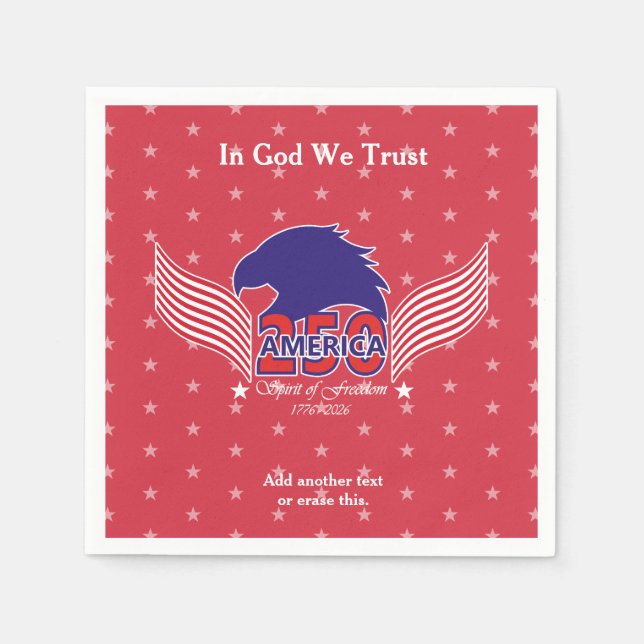 Servilleta De Papel America 250th-Spirit of Freedom-Red-Editable Text (Anverso)