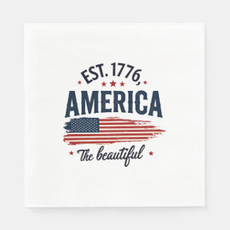 Servilleta De Papel América la Hermosa Bandera Patriótica Vintage Tipo