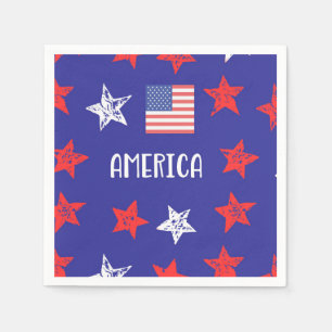 Servilleta De Papel América USA 4 de julio Bandera de las Estrellas R