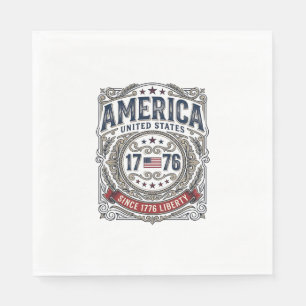 Servilleta De Papel América Vintage 1776 Patriótica Libertad