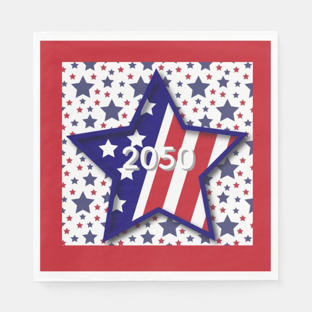 Servilleta De Papel American Birthday 2025 Star Paper Napkin (Anverso)