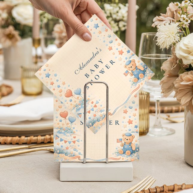 Servilleta De Papel American Boy Red White Blue Baby Shower (Subido por el creador)