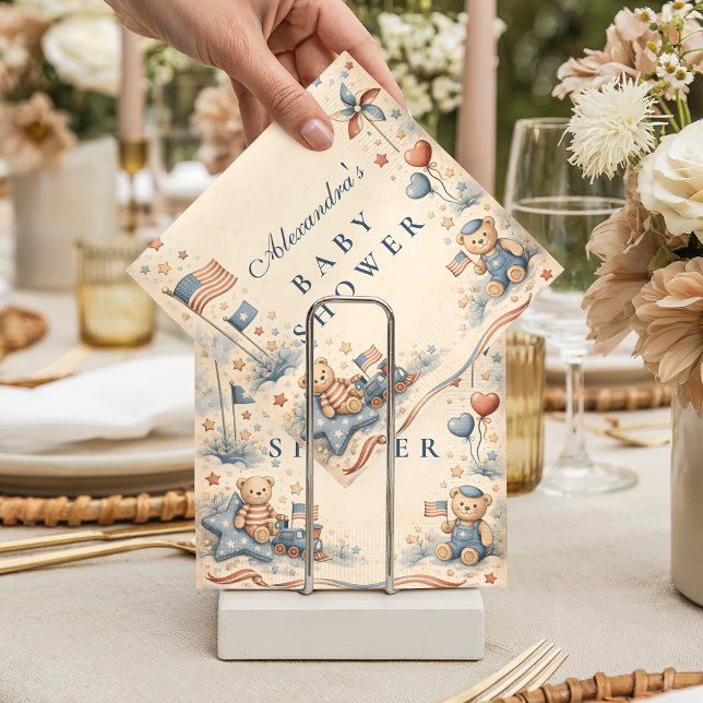 Servilleta De Papel American Boy Stars and Stripes Baby Shower (Subido por el creador)