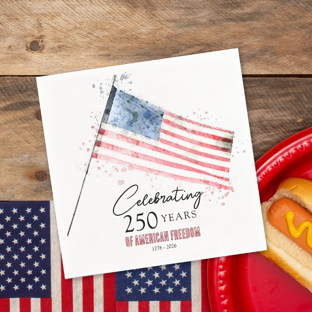 Servilleta De Papel American Flag 250 Years Freedom 4th of July Party (Subido por el creador)
