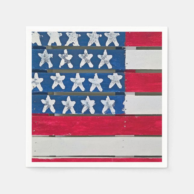 Servilleta De Papel American Flag Painted On Wooden Pallet (Anverso)