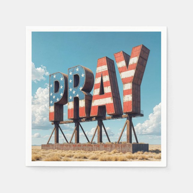 Servilleta De Papel American PRAY Billboard En Farmland (Anverso)