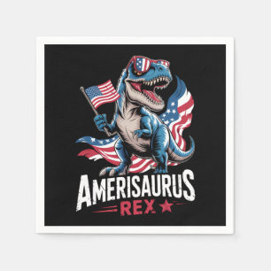 Servilleta De Papel Amerisaurus T Rex Dinosaurio 4 De Julio Estadounid