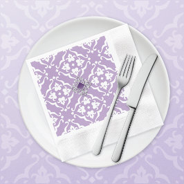 Servilleta De Papel Amethyst Lily Damask Wedding Paper Napkin