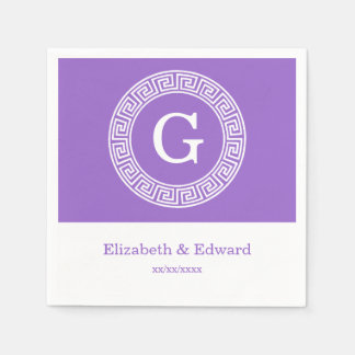 Servilleta De Papel Amethyst What Greek Key Rnd Frame First Monograma