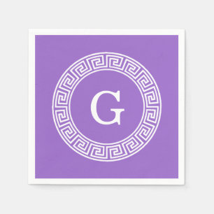 Servilleta De Papel Amethyst What Greek Key Rnd Frame First Monograma
