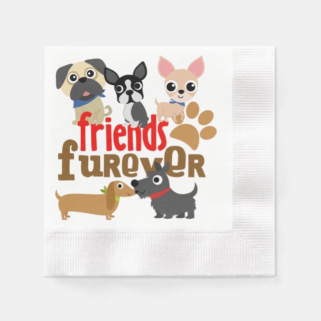 Servilleta De Papel Amigos Cachorros de perros de Furever (Anverso)