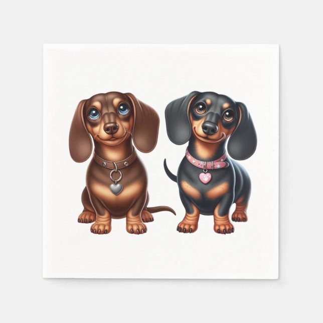 Servilleta De Papel Amigos de Cute Dachshund (Anverso)