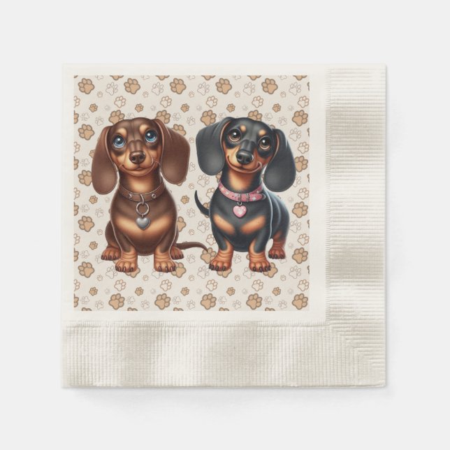 Servilleta De Papel Amigos de Cute Dachshund (Anverso)