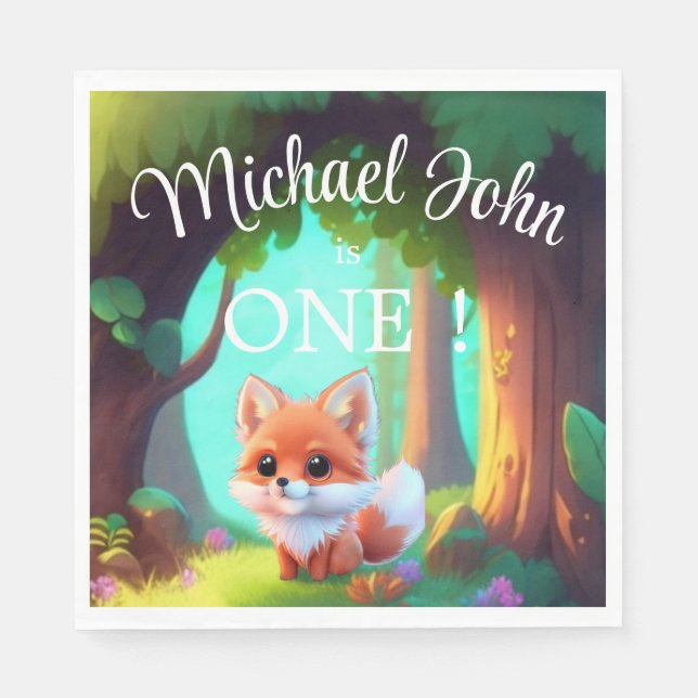 Servilleta De Papel Amigos del bosque de Woodland lindo bebé zorro (Anverso)